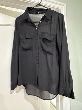 Forever 21 Black Sheer Blouse with Subtle Shimmer
